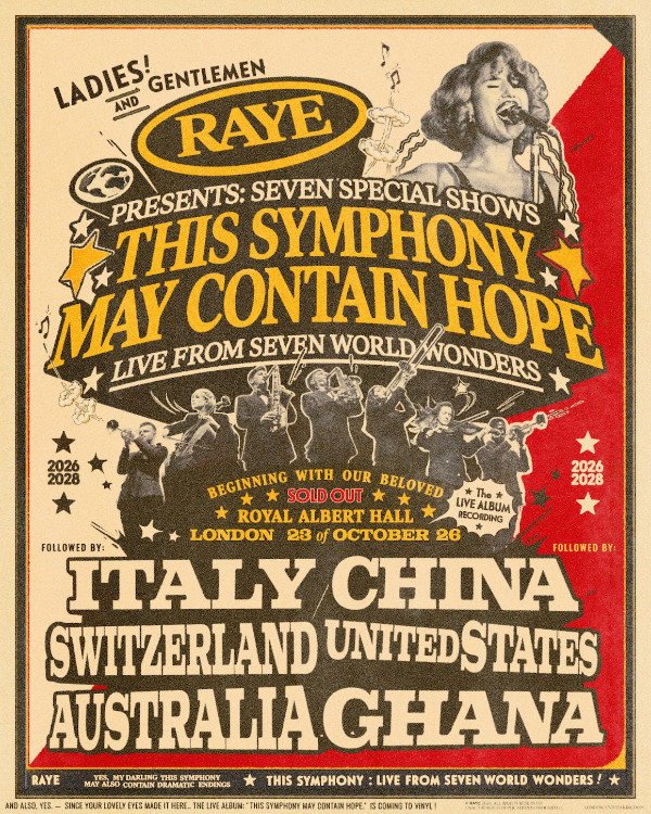RAYE tour sinfonico This Symphony May Contain Hope: la locandina ufficiale
